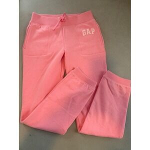 GAP Kids Pink Fleece Sweatpants Joggers Logo Elastic Waist Drawstring Size L 10